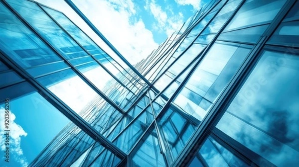 Fototapeta Geometric Patterns in Modern Architecture with Steel and Glass Elements