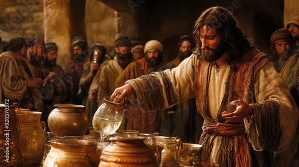 Obraz Jesus performing the miracle of turning water into wine