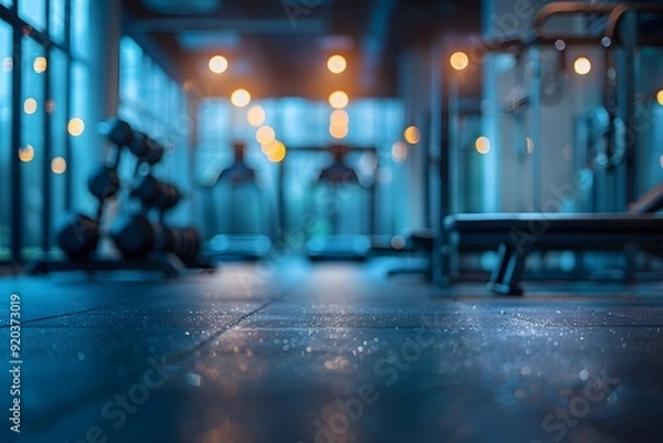 Fototapeta Tranquil Gym Atmosphere with Soft Lighting and Equipment