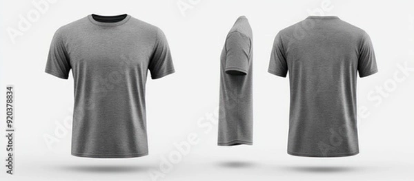 Fototapeta Grey T-Shirt Mockup on White Background