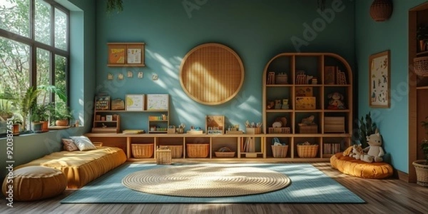 Fototapeta High-Resolution Montessori Classroom Setup for Stock Photography, generative ai