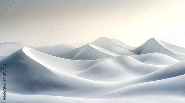 Fototapeta Serene snow-covered hills under soft light, creating a tranquil landscape.