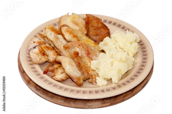 Obraz Grilled chicken breasts with mashed potato