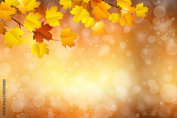 Fototapeta autumn in blurry circle glowing bokeh background