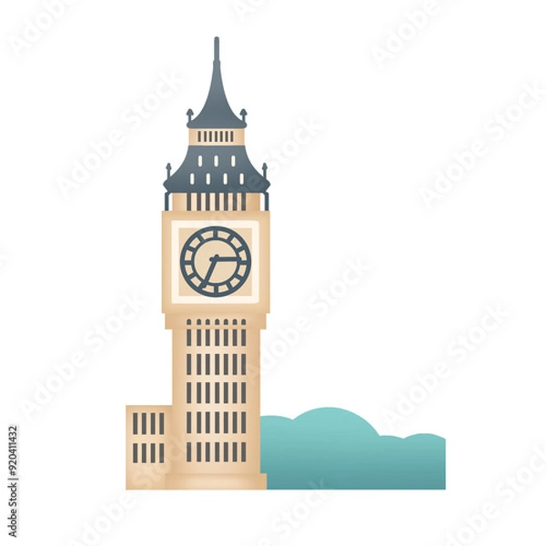 Fototapeta big ben clock tower. decoration. sticker. graphics.