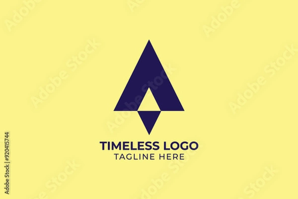 Fototapeta rocket or compass logo in simple and modern shape, Start arrow building logotype. Outline construction vector sign.