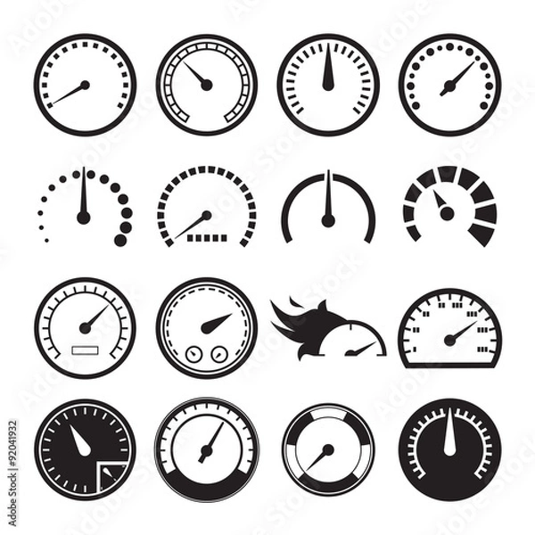 Fototapeta Set of speedometers icons. Vector illustration