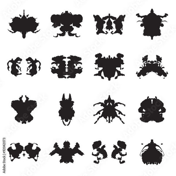 Fototapeta Kolekcja kleksów testowych Rorschacha. Ilustracji wektorowych