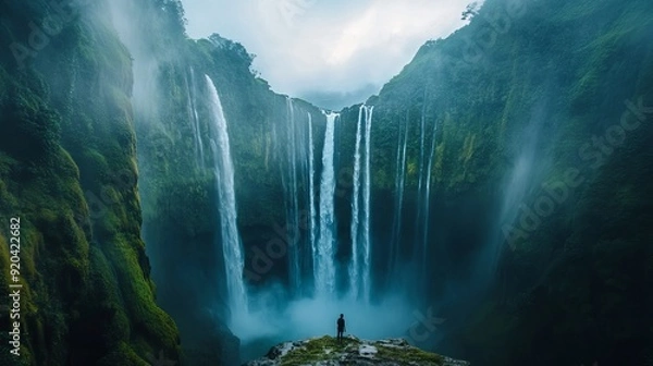 Fototapeta Madakaripura Waterfall, located within the Bromo Tengger Semeru National Park, is the largest waterfall in East Java.
