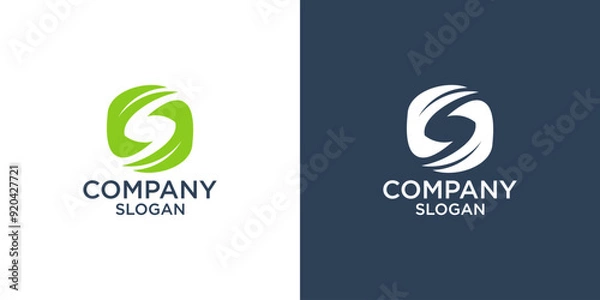 Fototapeta letter s abstract leaf monogram with green color logo design vector