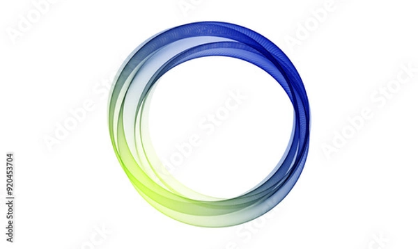 Obraz Round blue yellow transparent wave on white background, design element