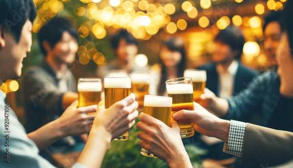 Obraz 大人数でビールで乾杯する様子