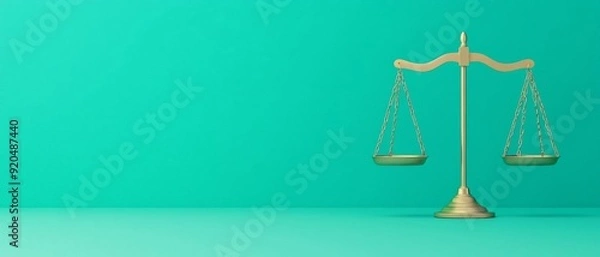 Fototapeta Justice scales with equal symbols on each side, equality before the law, 3D illustration