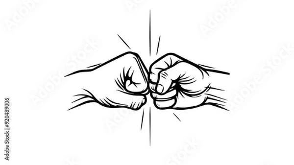 Fototapeta Two fists meeting for a fist bump