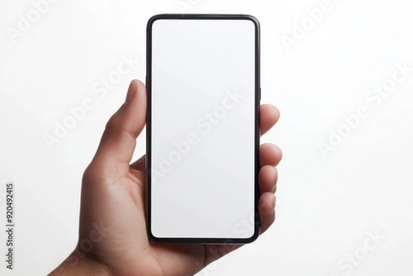 Fototapeta Blank Smartphone Mockup on Hand created with Generative AI