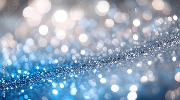 Obraz digital blue and silver art, chic blur background design, shiny blue and silver background, contemporary blurred lights, blue and silver gradient design, artistic blur texture, smooth blue lights back