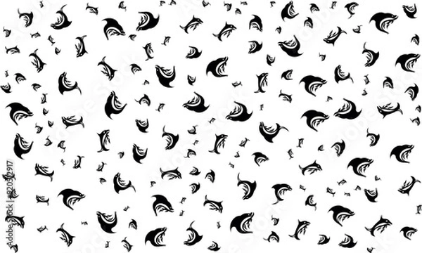 Obraz Fish collection silhouette vector trendy design