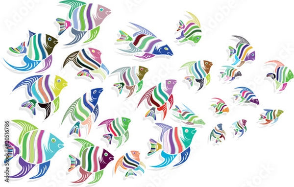Obraz Fish collection silhouette vector trendy design