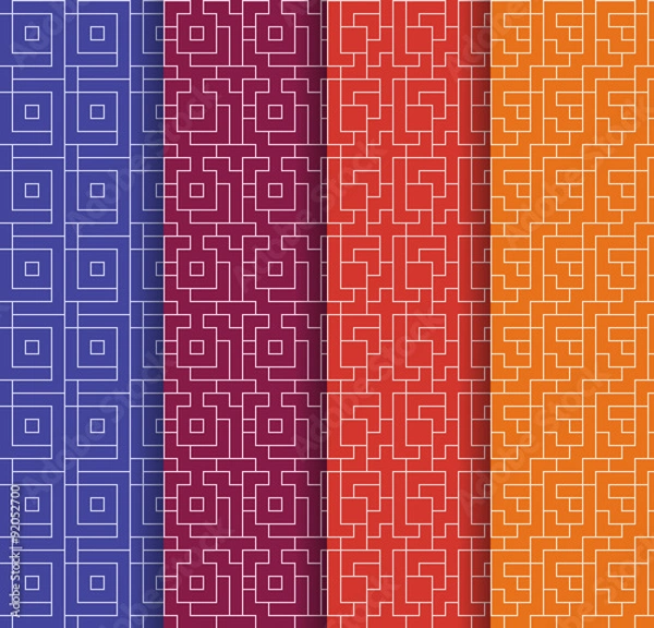 Fototapeta Set of Repeating geometric background. Vector seamless patterns