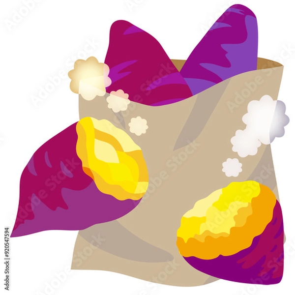 Fototapeta 秋に食べられる美味しい焼き芋のイラスト