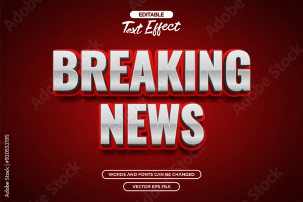 Obraz Breaking news editable text effect vector