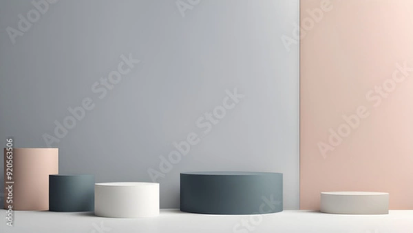 Fototapeta A clean and modern 3D rendering of a minimalist business presentation cover background, featuring subtle gradients, smooth shapes, and a neutral color palette, perfect for corporate PPT templates.