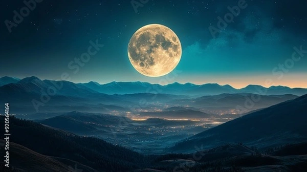 Fototapeta Starry night sky Moon, stars, and clouds backdrop. elements create a mesmerizing celestial background.