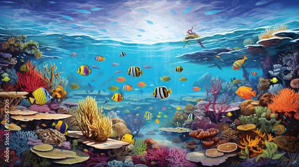 Fototapeta Spectacular Underwater Exploration: A Glimpse Into the Vibrant Aquatic Life