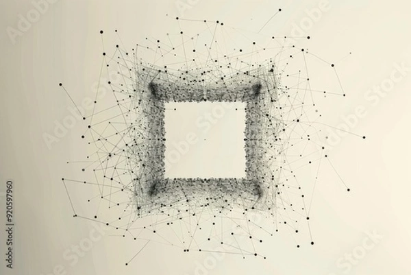 Fototapeta Abstract composition of a dynamic square frame with dotted lines