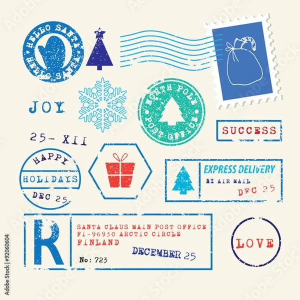 Fototapeta Christmas stamps set