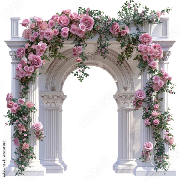 Obraz Wedding arch isolated white background, without shadow, single object, detailed, PNG dicut style