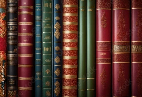 Fototapeta contemporary book display showcased vibrant textured background featuring rich colors intricate patterns visual appeal, books, literature, design, modern