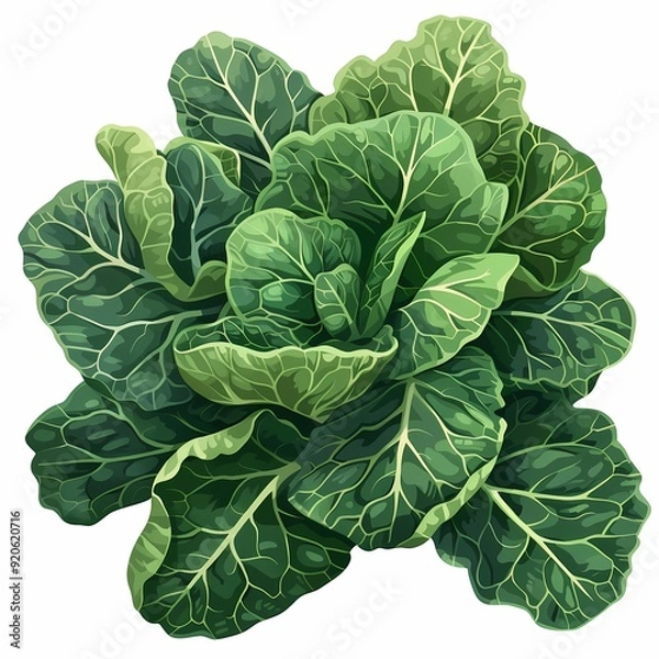Fototapeta Fresh green cabbage with curled leaves isolated on white background.
