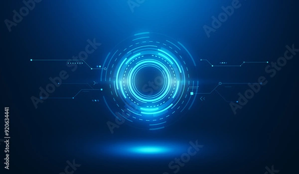 Fototapeta Technology digital interface artificial intelligence hologram future network abstract background computer ai information futuristic communication concept or virtual data cyberspace innovation display.