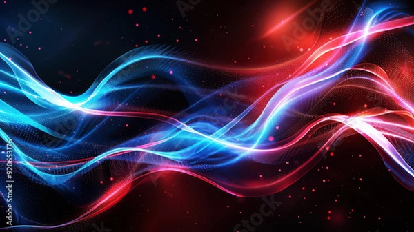 Fototapeta Futuristic, background, technology, abstract, network, line, light, connection, communication, future