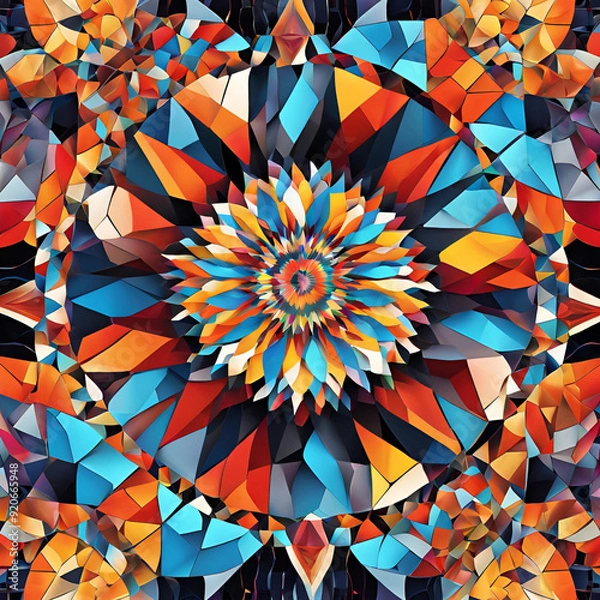 Obraz Colorful mosaic with a radial pattern. AI Generated Images