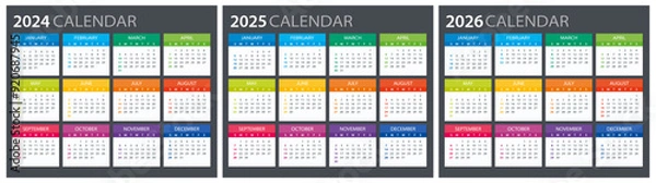 Fototapeta 2024, 2025, 2026 Calendar - illustration. Template. Mock up