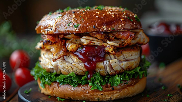 Obraz Thanksgiving Leftovers Sandwich With Moist maker with salad