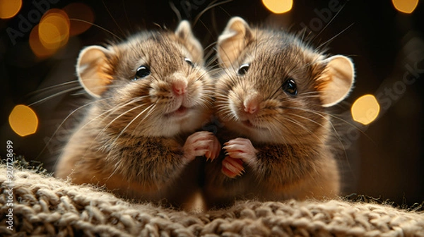 Obraz Two mousse gossiping talking to each other black background