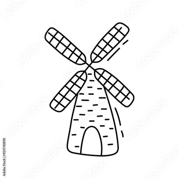 Obraz Mill. Vector illustration in doodle style