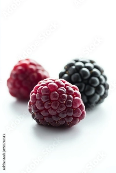 Fototapeta Mystic photo of Black Raspberry, isolated on white background