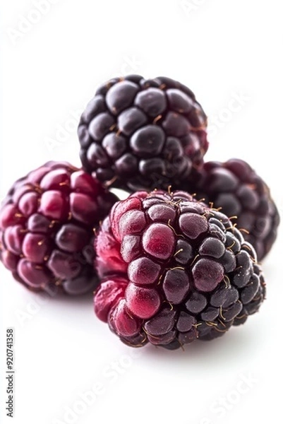 Fototapeta Mystic photo of Black Raspberry, isolated on white background
