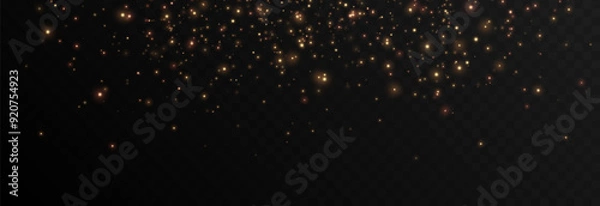 Obraz Vector gold dust png. Gold sparkles on isolated transparent background. Spraying glowing particles, glowing dust png. Light effect, Christmas light.