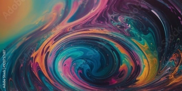 Fototapeta Abstract Liquid Swirl Art in Holographic Colors.