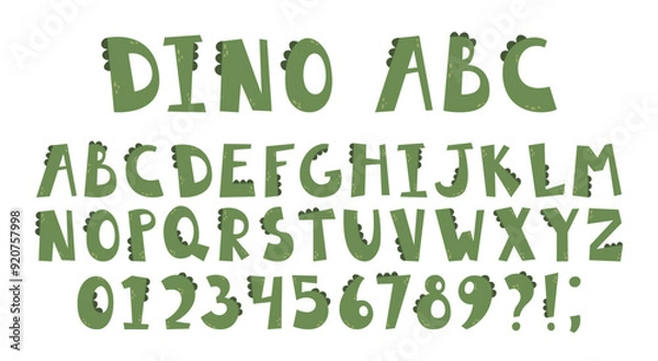 Obraz Vector cute green dino alphabet