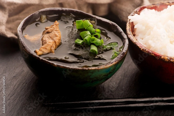 Obraz Close-up of Korean Seaweed Soup Miyeok Guk in a serving bowl