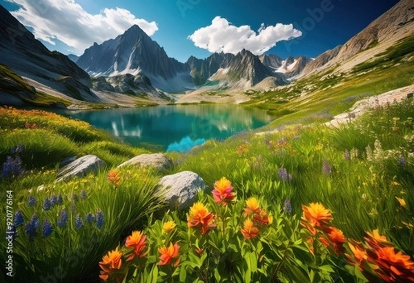 Fototapeta stunning landscapes showcasing vibrant natural colors across majestic lush pristine lakes breathtaking display beauty, mountain, valley, scenery, view