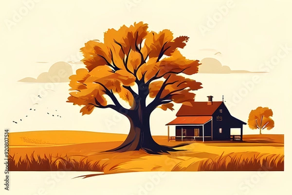 Fototapeta autumn landscape with trees