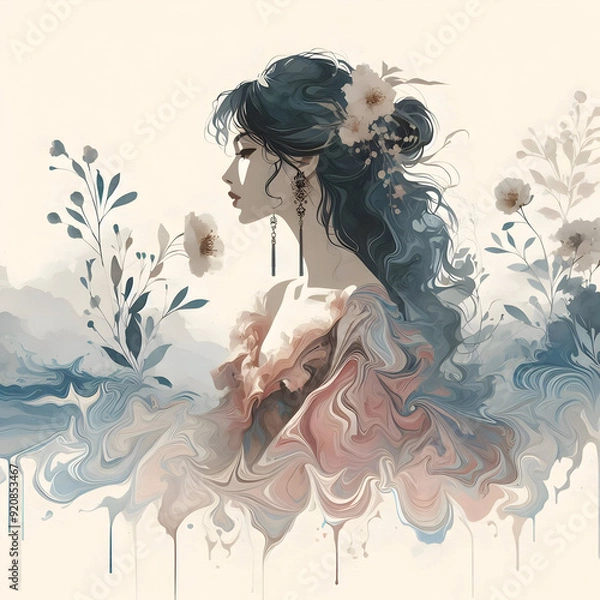 Fototapeta woman with flowers