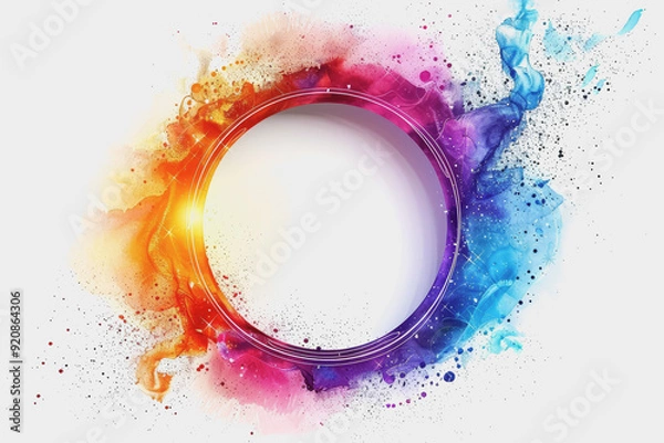 Fototapeta A circle with a bright gradient in the center. Light and brilliance flowed from the circle.